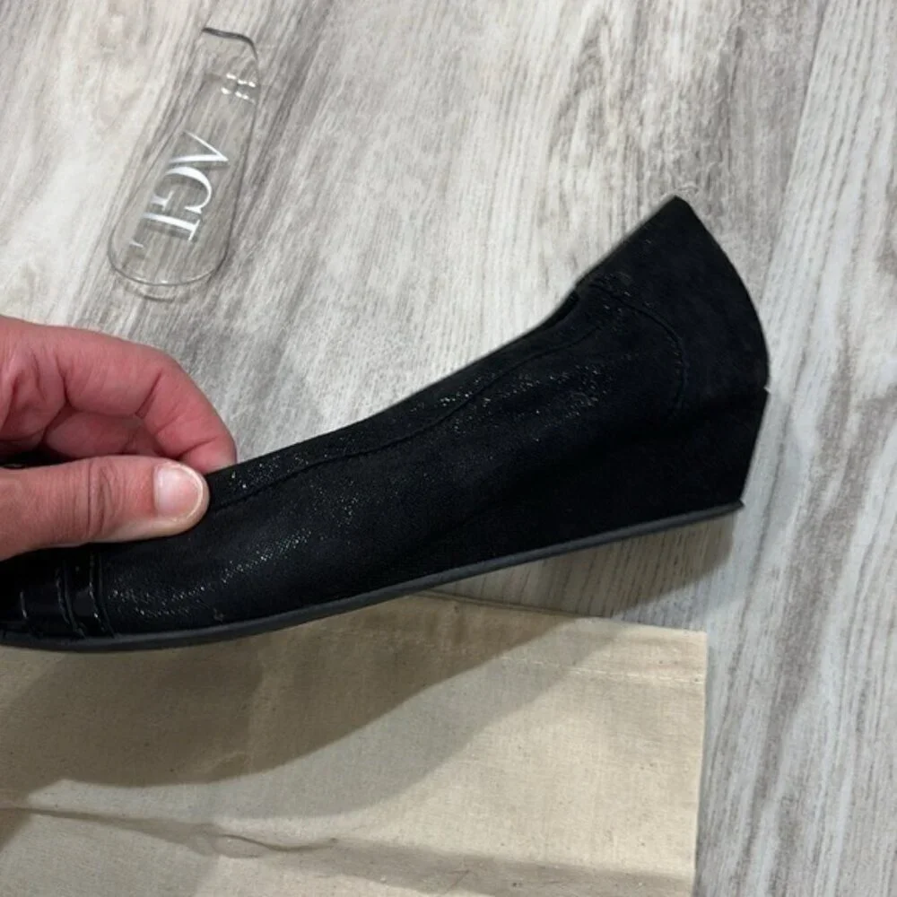 Attilio Giusti Leombruni Black Wedge Shoes with Suede Upper 9.5 EU 39.50